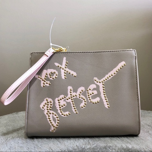 Betsey Johnson Handbags - Betsey Johnson grey pink Large Wristlet